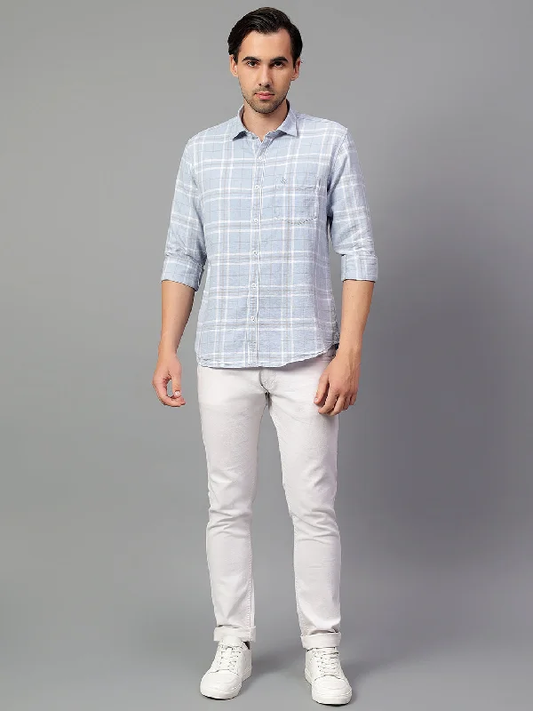 Weekend Specials to Indulge In Men's Blue Checked Full Sleeve Casual Shirt