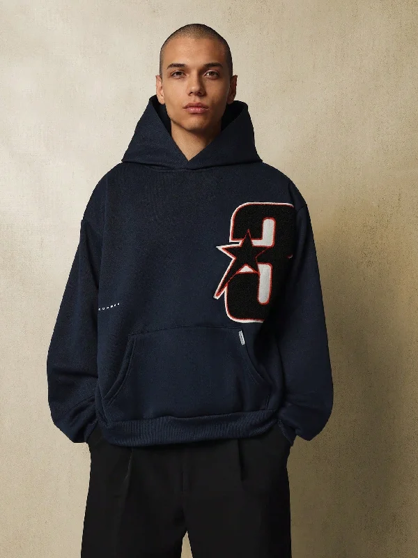 Overstock Regular Fit Overhead Hoodie With Applique Embroidery