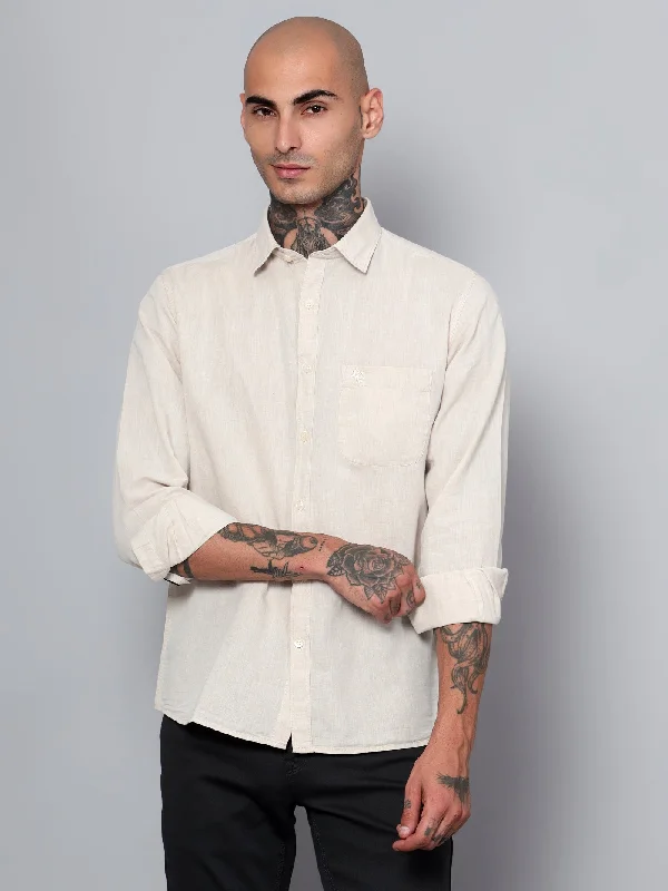 Unbeatable Prices Men's Offwhite Casual Plain Full Sleeve Shirt