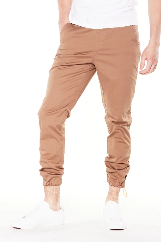 Online Exclusive ELTON -  Slim Fit Chinos (Convertible Joggers) - Tobacco