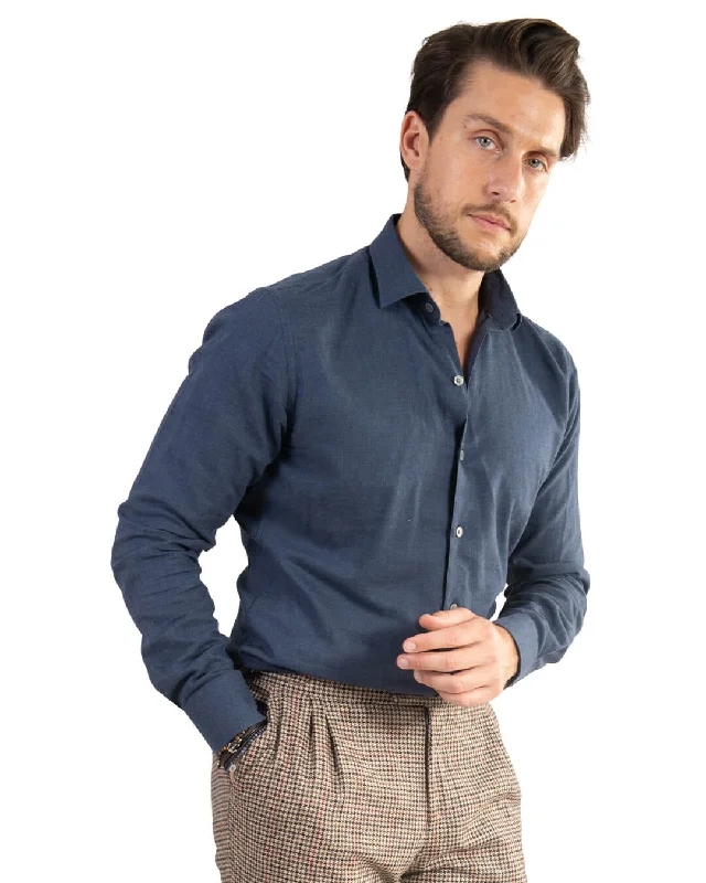 Online Exclusive Blue Cotton Flannel Shirt