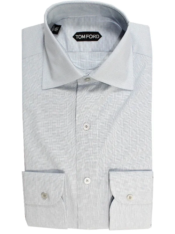 Crazy Deal Tom Ford Shirt White Gray Check 39 - 15 1/2 Slim Fit SALE