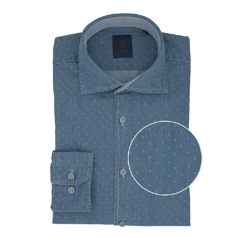 Weekend Savings Fiesta Slim Fit Blue Diamond Dobby Cotton Shirt