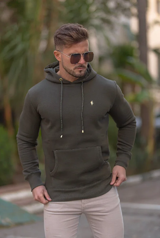Price Buster Father Sons Khaki & Gold Overhead Hoodie Jumper - FSH543