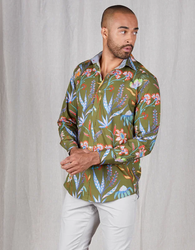 Year-End Clearance Barbican Green Floral Print Shirt