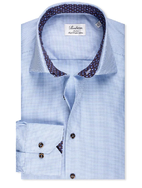 Year-End Deals Slim Houndstooth Shirt Blue
