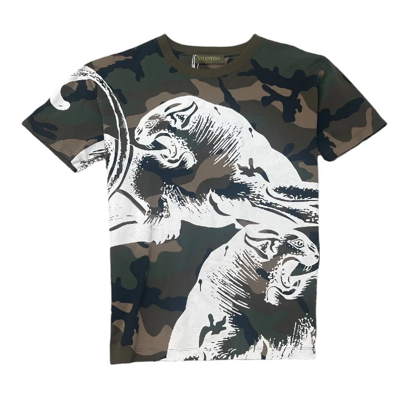 Price Blitz Men's Camo Panther Print T-Shirt Khaki Size S