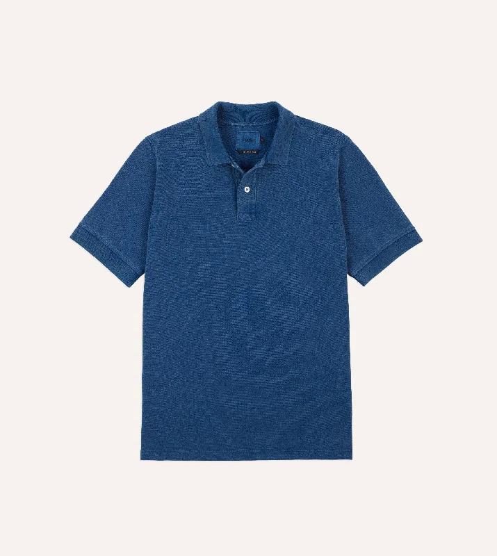 Weekend Discounts Worth Grabbing Washed Indigo Piqué Cotton Polo Shirt