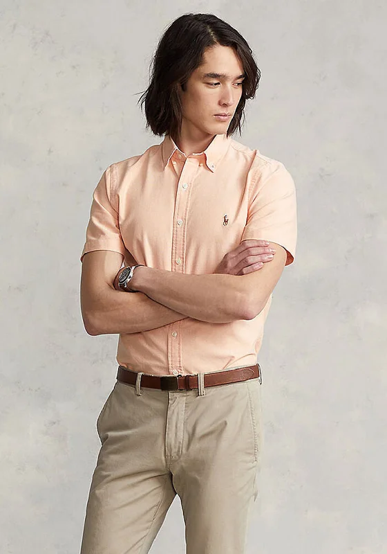 Weekend Deals That Amaze Ralph Lauren Slim Short Sleeved Oxford Shirt, Spring Orange