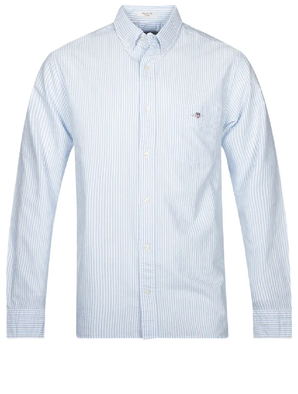 Final Markdown Regular Fit Oxford Banker Stripe Shirt Light Blue