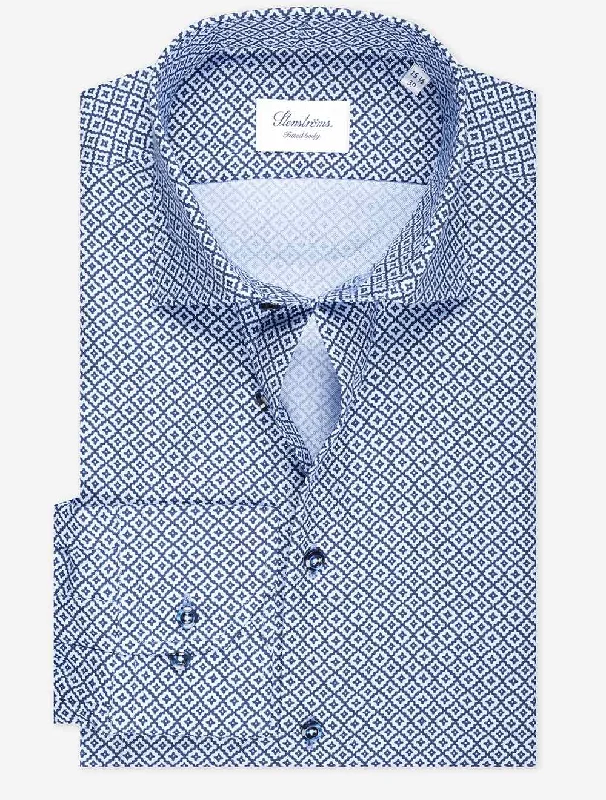 Super Sale Patterned Oxford Shirt Blue