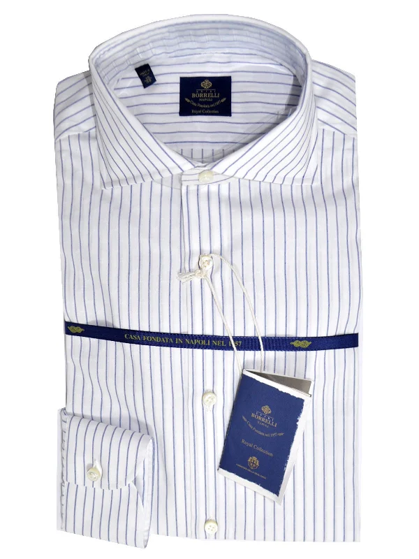 Flash Sale Luigi Borrelli Shirt Royal Collection White Navy Stripes 38 - 15 SALE