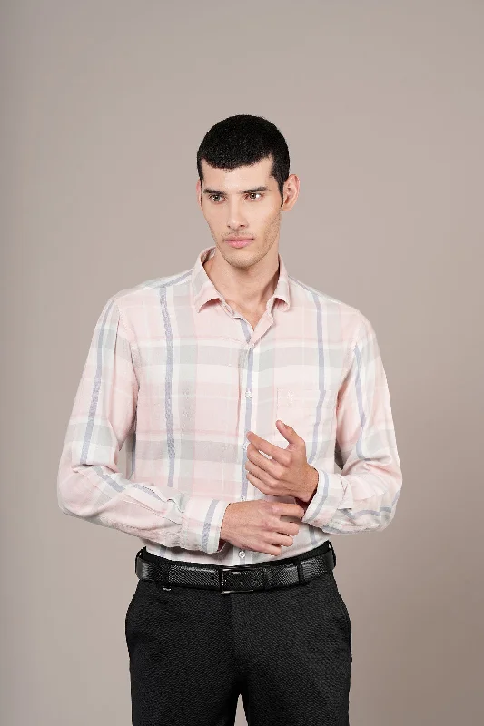 Exclusive Access Men's Pink Check Full Sleeves Casual Shirt
