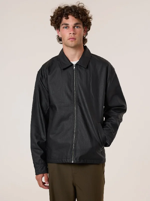 Weekend Shopping Bliss Don't Bother Me Leather Work Jacket - Black