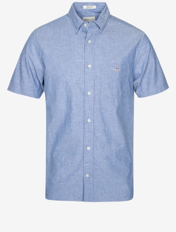 Act Fast Regular Cotton Linen Short Sleeve Shirt Rich Blue