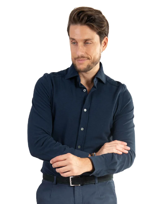 Year-End Clearance Navy Pique Jersey Shirt