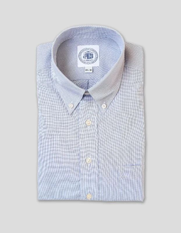 Special Promotion BLUE MINI GRAPH CHECK BUTTON DOWN DRESS SHIRT