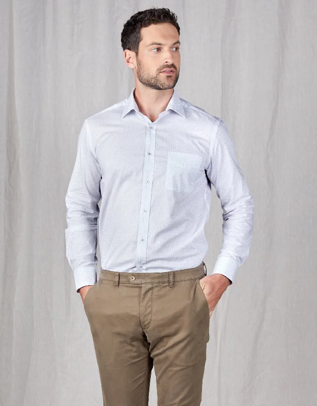 Sale Event Sinatra White & Blue Microdesign Shirt