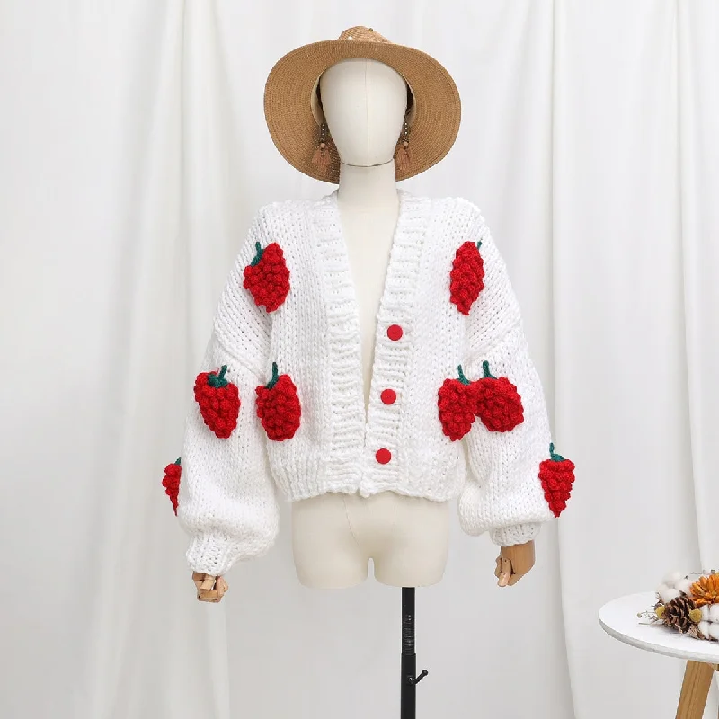 Online Only Chunky Strawberry Cropped Cardigan (2 Colors)