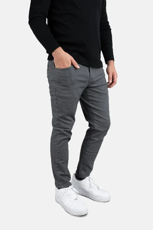 Price Buster Garment Dyed Stretch Jeans Charcoal