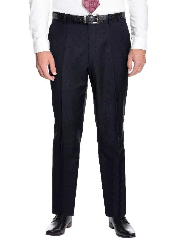 Price Cut Creativo Mens Classic Fit Solid Navy Blue Flat Front Dress Pants