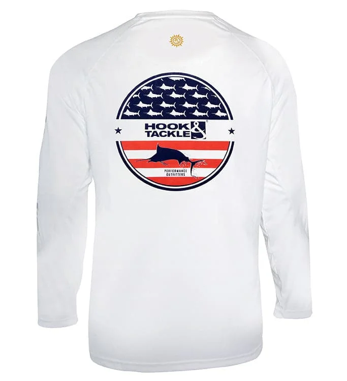 Huge Discounts Men's Fins & Stripes L/S UV Fishing Shirt