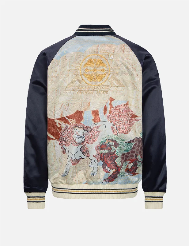 Weekend Offers That Excite Komainu Brocade Pattern Print Souvenir Jacket