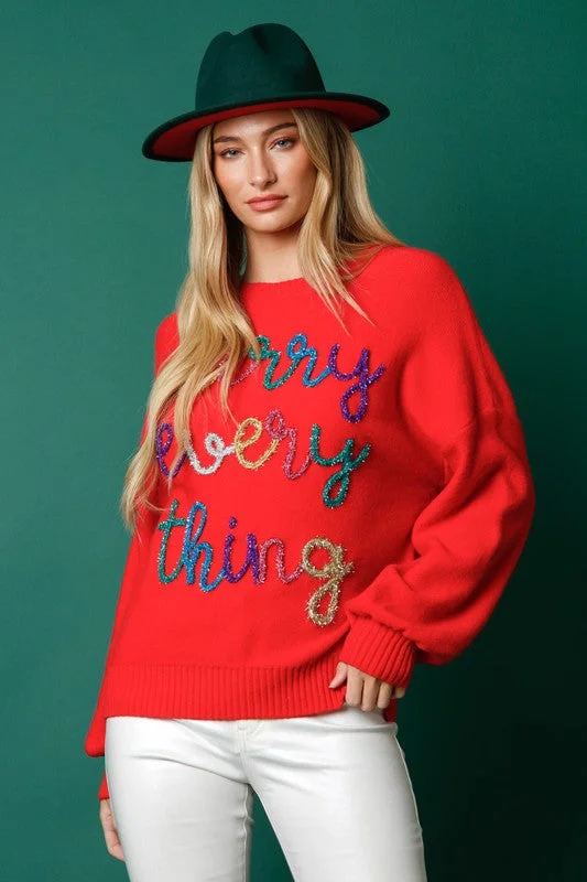 Price Reduction Merry Everything Red Lurex Sweater