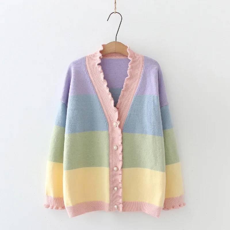 Instant Savings Pastel Stripe Cardigan (Rainbow)
