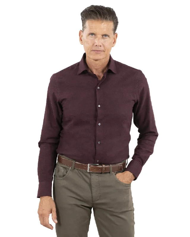 Bonus Offer Burgundy Tailored Fit Mouliné Shirt