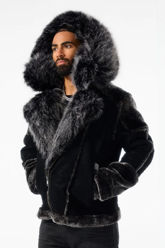 Markdowns El Jefe Shearling Moto Jacket (Black)