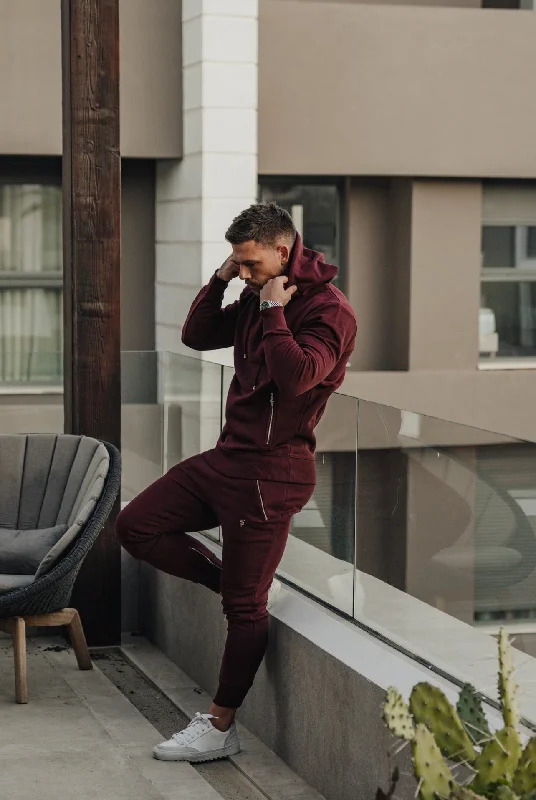 Extra Savings Father Sons Burgundy / Silver Tapered Bottoms with Ankle Zip Detail - FSH798