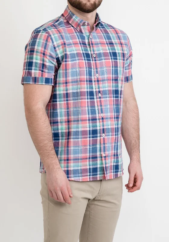 Weekend Discounts to Delight Bugatti 9450 Check Short Sleeve Shirt, Pink & Blue Multi Weekend Discounts to Delight Bugatti 9450 Check Short Sleeve Shirt, Pink & Blue Multi