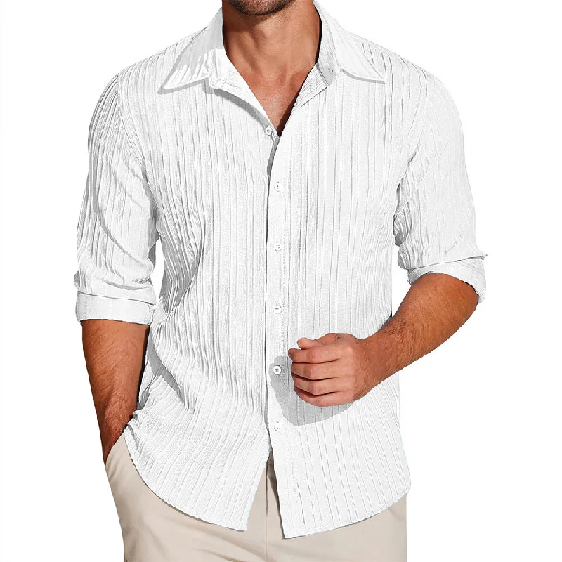 Special Discount Crushed Self Stripe White Shirt
