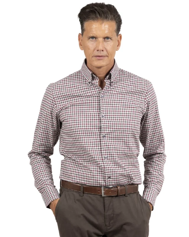 Extra Discount Slim Fit Grey Brushed Twill Check Button Down Shirt