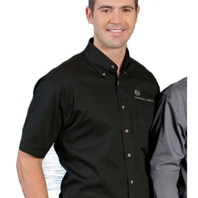 Huge Discounts Harriton Mens Short-Sleeve Twill Shirt With Stain-Release