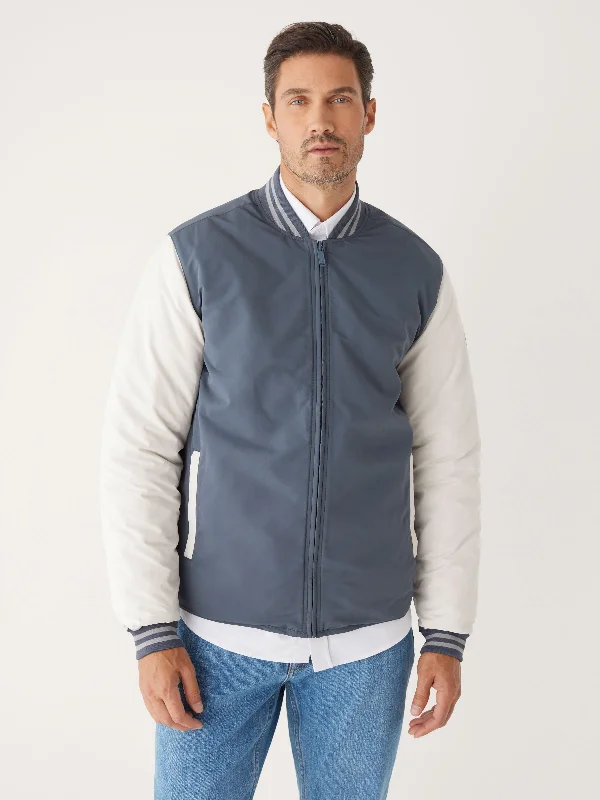 Don't Miss The Varsity Skyline Bomber in Slate Blue