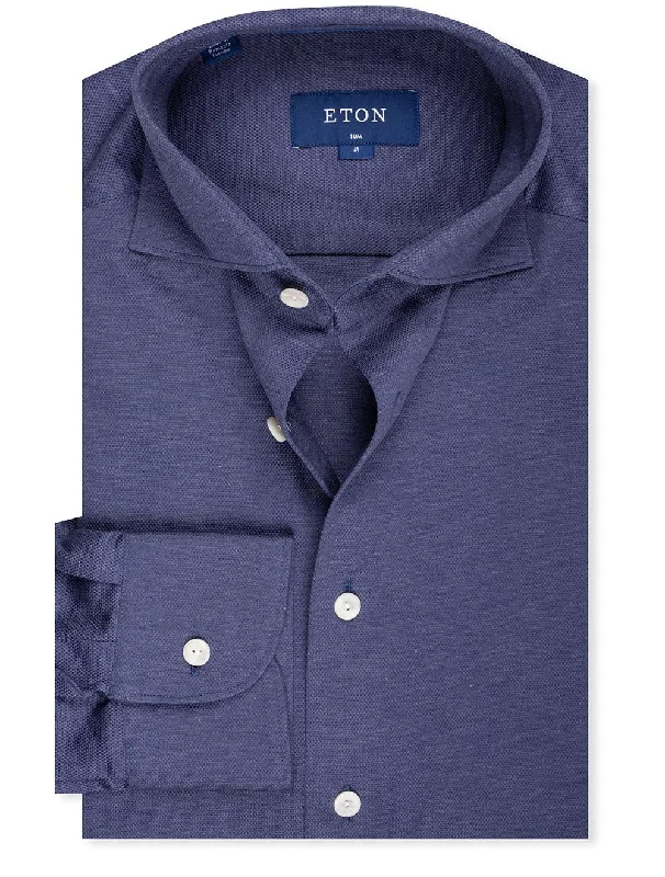 Warehouse Sale Slim Fit Pique Shirt Navy