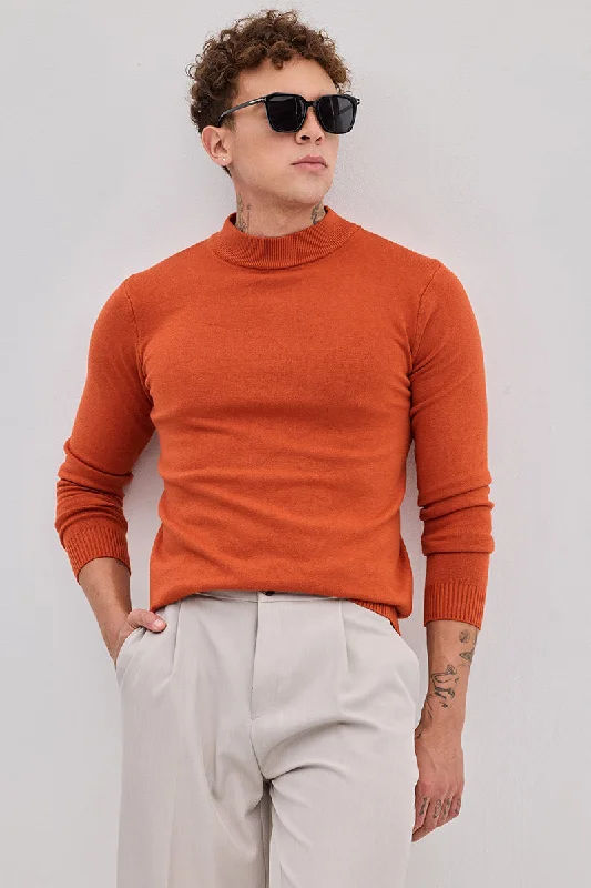 Weekend Bargains Await You Orange Knitted Sweater