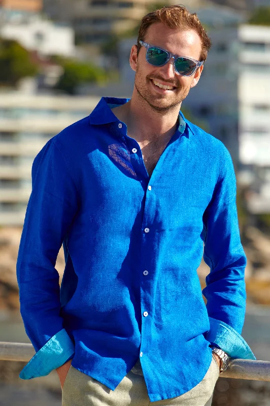Shop and Save Men's Linen Shirt | Cobalt Blue