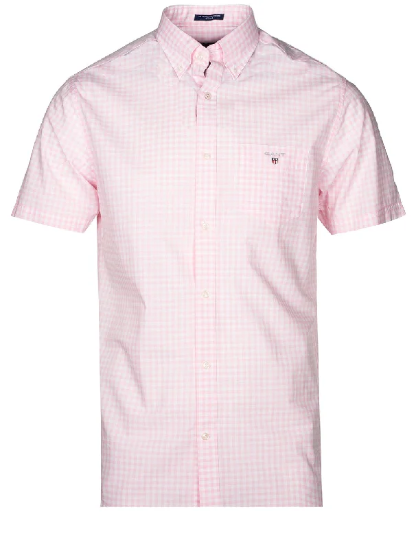 Quick Deals Regular Fit Broadcloth Gingham Shortsleeve Buttondown California Pink