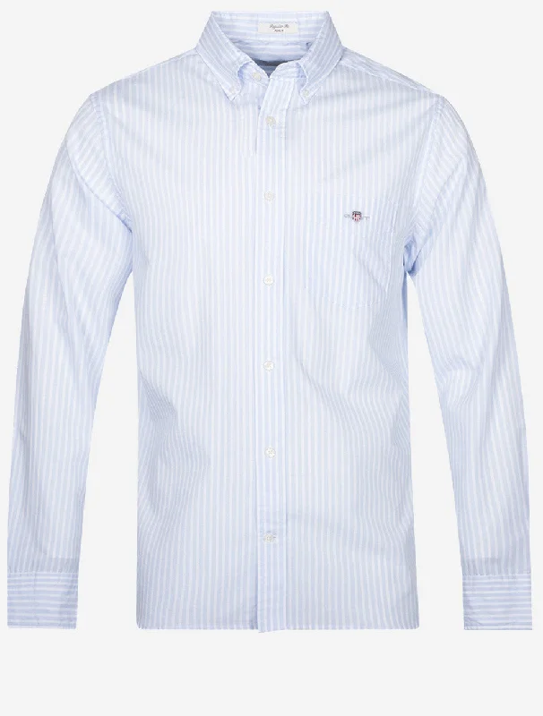 Steals and Deals Regular Fit Poplin Stripe Shirt Light Blue