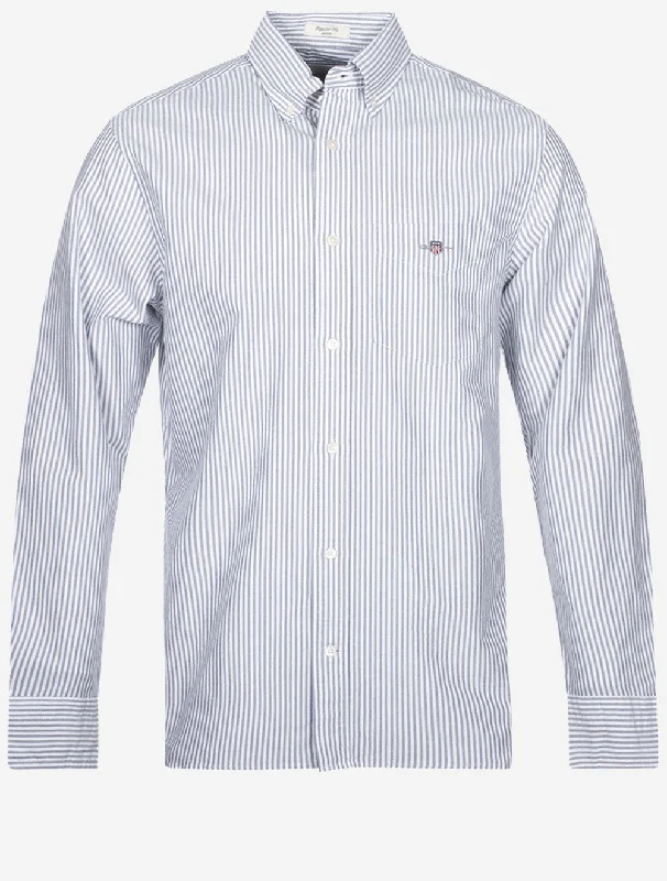 Instant Discount Regular Fit Oxford Banker Stripe Shirt Persian Blue
