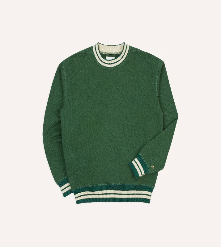 Half Price Green Striped Rib Cotton Jersey Sweatshirt