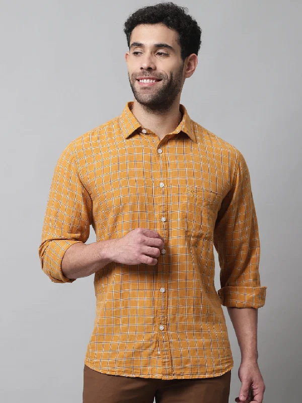 Fantastic Savings Men's Mustard Casual Medium Checks Full Sleeve Shirt