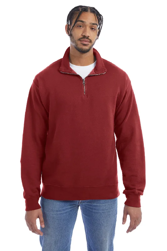 Clearance Sale ComfortWash By Hanes Mens 1/4 Zip Sweatshirt - Cayenne Red