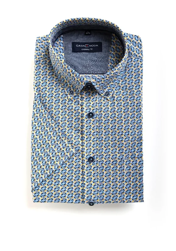 Online Exclusive Casa Moda Short Sleeve Diamond Print Shirt, Blue Multi