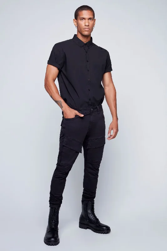 Weekend Offers That Tempt DELUXE Straight Fit Cargo Jeans - BLACK