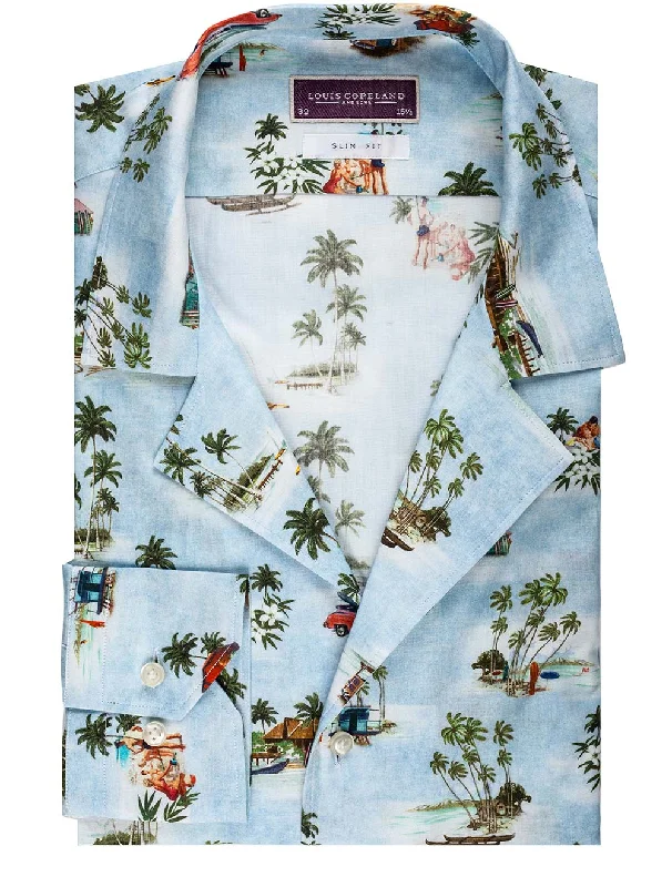 Steals and Deals Blue Havana Print Shirt Blue/slim
