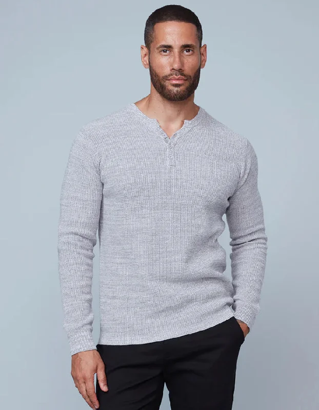 Deal Mania HEDGE MEN’S L/S HENLEY SWEATER